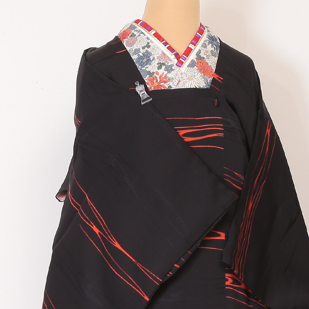 道行コート 袷 身丈90cm 裄丈66cm 正絹 Sランク Mサイズ フォーマル 創作柄 黒系 1263-05796