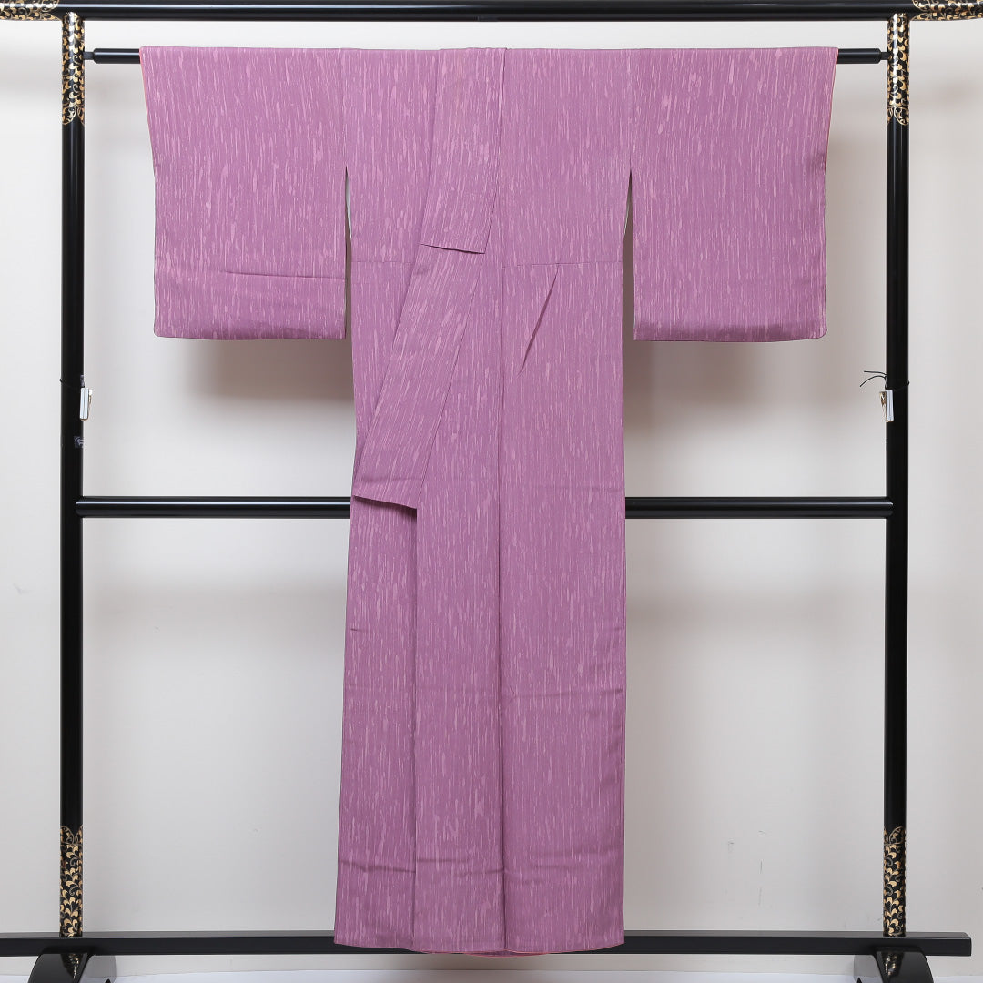 小紋 袷 身丈152cm 裄丈64cm 正絹 Aランク インフォーマル 広衿 Sサイズ 創作柄 ピンク系 HP 1221-01336