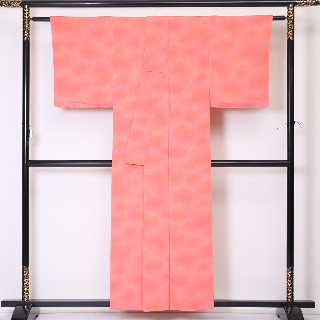 色無地 袷 身丈155cm 裄63.5cm 正絹 ピンク系 Aランク ぼかし 作家物 落款 1214-00386-3313