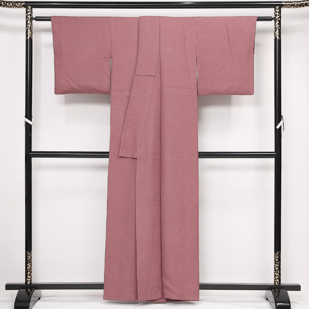 色無地 袷 身丈160cm 裄丈62cm 正絹 Aランク インフォーマル 広衿 Lサイズ ふくれ織 創作柄 紫系 HP 1219-13402