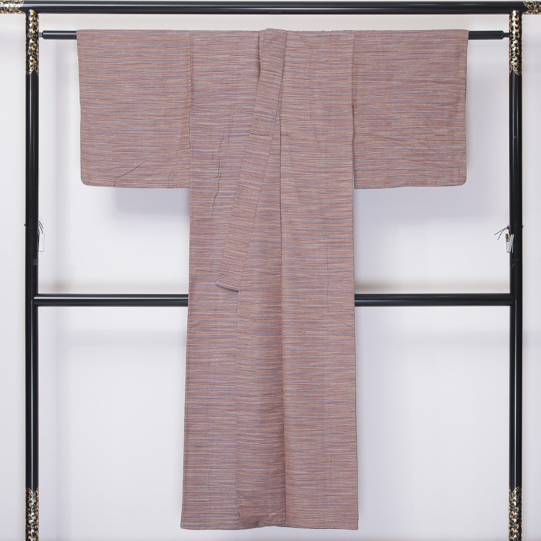 紬 単衣 身丈144cm 裄62cm 正絹 茶系 Aランク 1216-00971