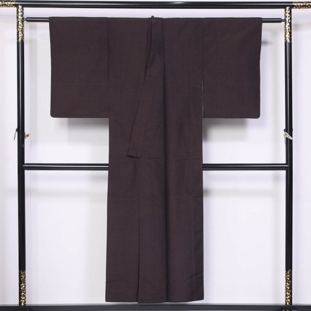 紬 袷 身丈147cm 裄丈60cm 正絹 Aランク カジュアル 広衿 XSサイズ 創作柄 茶系 RP 1223-11515