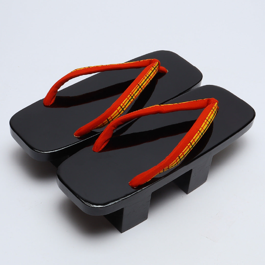 未使用品 夏物 下駄 カジュアル 木製 Sランク 和装小物 黒系 1244-00689