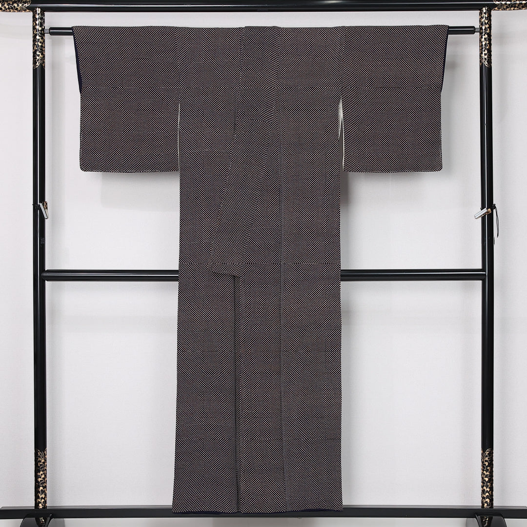 アンティーク 小紋 袷 身丈150cm 裄丈62cm 正絹 Aランク 広衿 Sサイズ ドット 紺系 M4 1221-12510