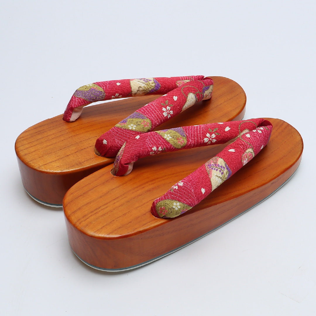 未使用品 夏物 下駄 カジュアル 木製 Sランク 和装小物 茶系 1244-00714