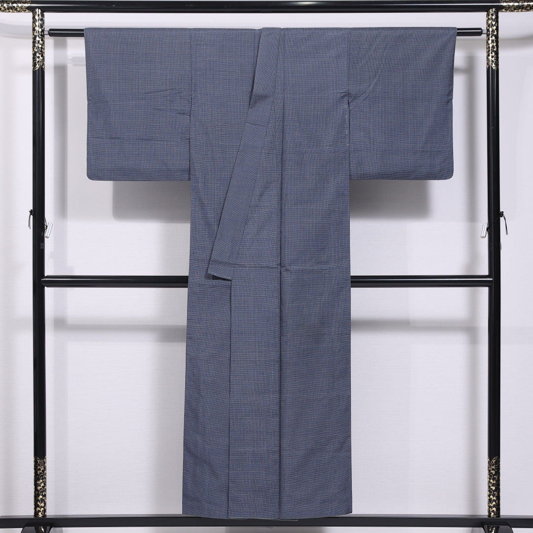 大島紬 袷 身丈150cm 裄丈62cm 正絹 Aランク インフォーマル 広衿 Sサイズ 蚊絣 青系 M4 1223-11613