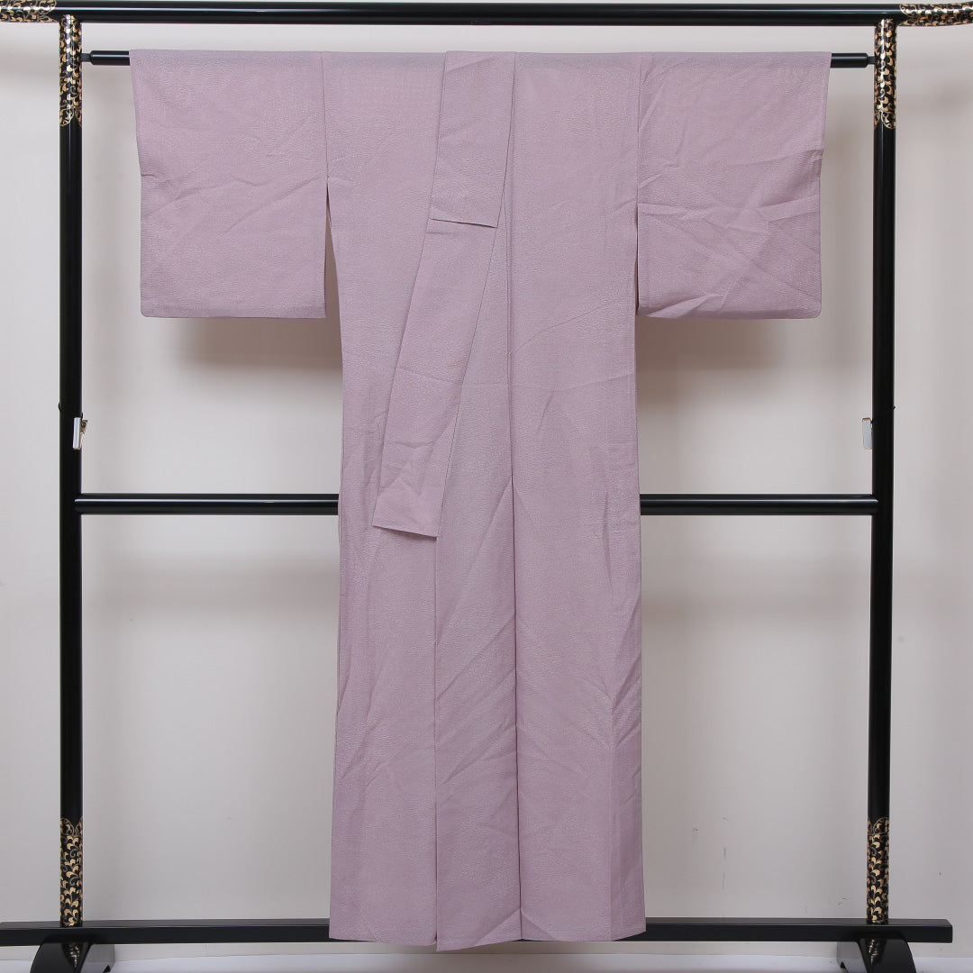 夏物 江戸小紋 絽 身丈154cm 裄64cm 正絹 寄せ柄 夏着物 ピンク系 Bランク 1215-01244