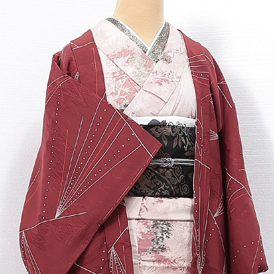 羽織 袷 身丈75cm 裄丈62cm 正絹 Sランク カジュアル Sサイズ 創作柄 赤系 RP 1232-14706
