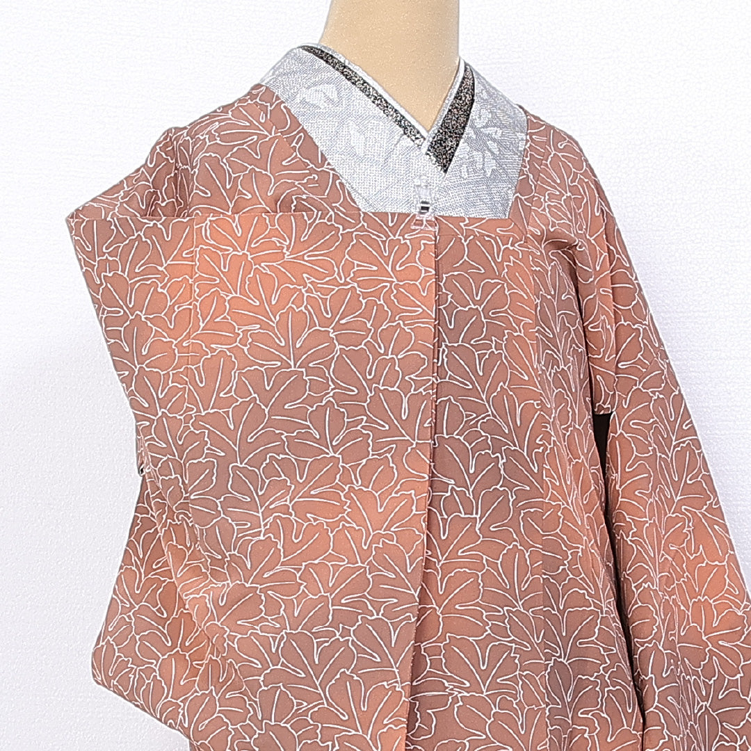 道行コート 袷 身丈80cm 裄丈61cm 正絹 Sランク Sサイズ フォーマル 植物柄 ぼかし染 ピンク系 1263-10305