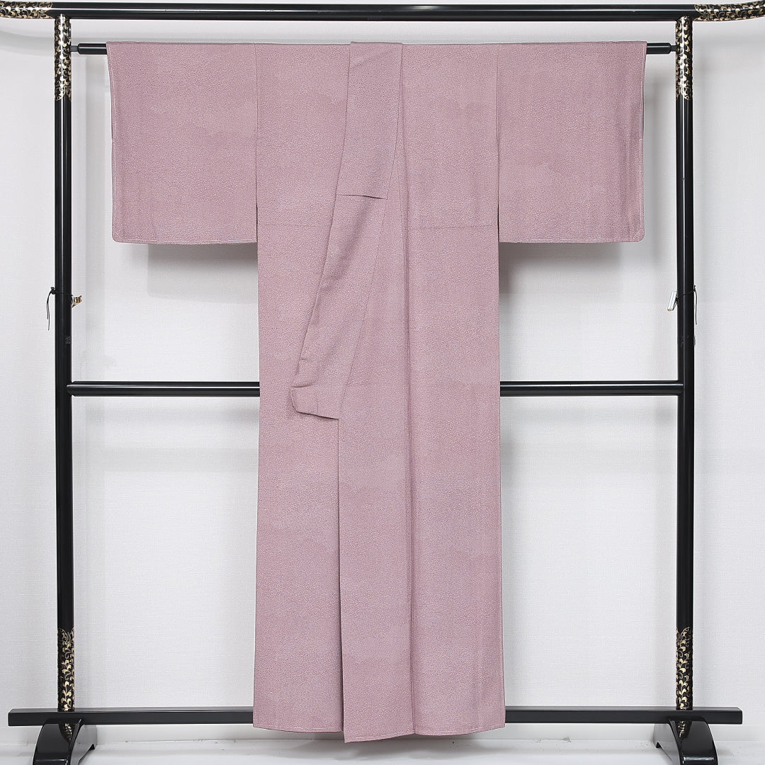 江戸小紋 身丈154cm 裄丈63.5cm Bランク S 正絹 袷 広衿 寄せ柄 カジュアル ピンク系 1262-11999