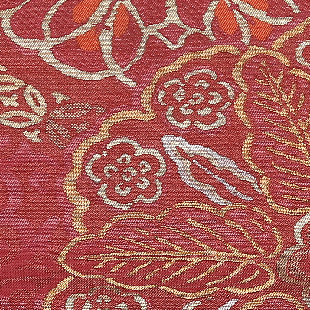 アンティーク 名古屋帯 帯丈326cm Aランク 名古屋仕立て ポイント柄 正絹 宝相華 セミフォーマル 赤系 1224-01462