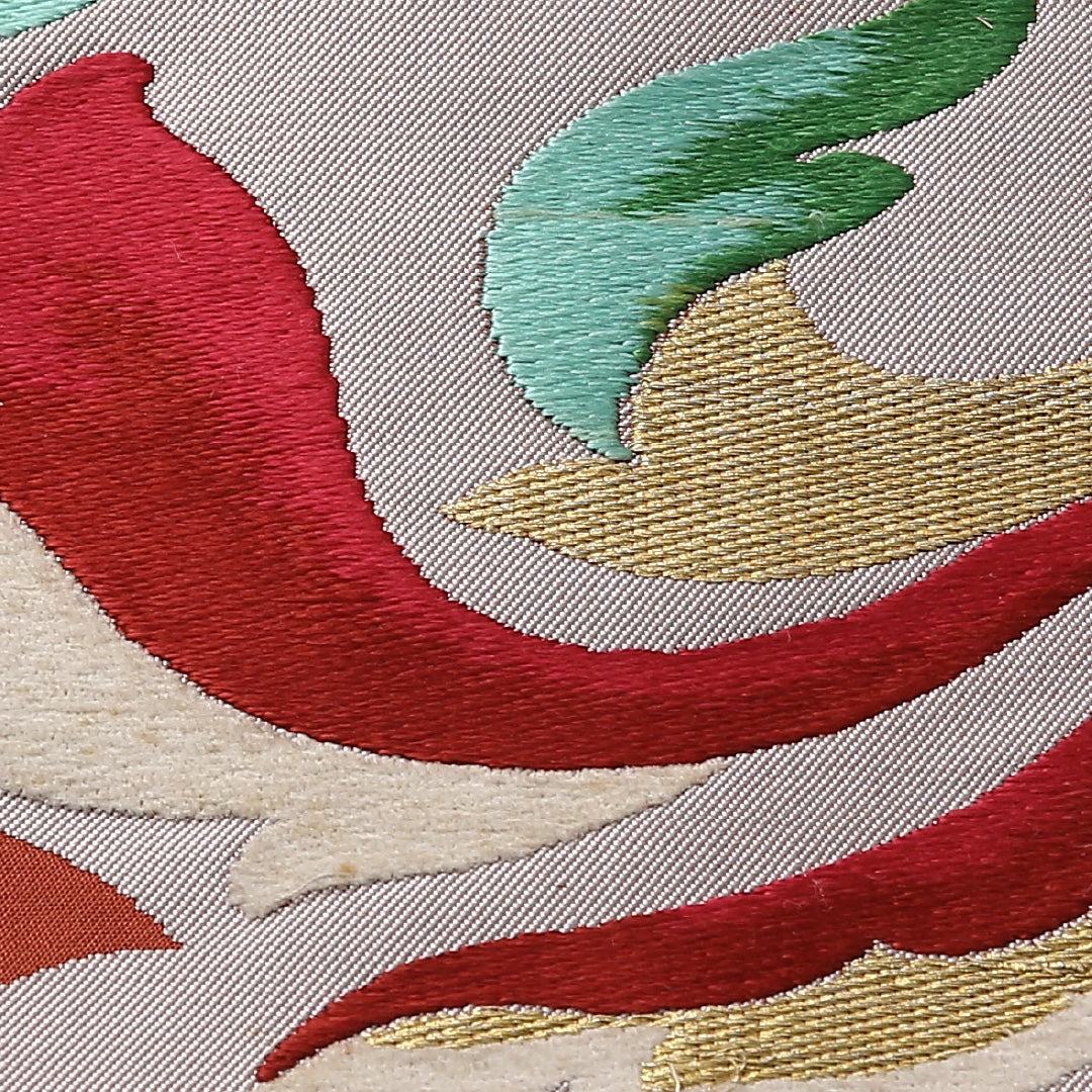 アンティーク 八寸 名古屋帯 帯丈329cm 名古屋仕立て ポイント柄 Bランク 正絹 唐織 創作柄 レトロ 可愛らしい 朱系 1224-02820