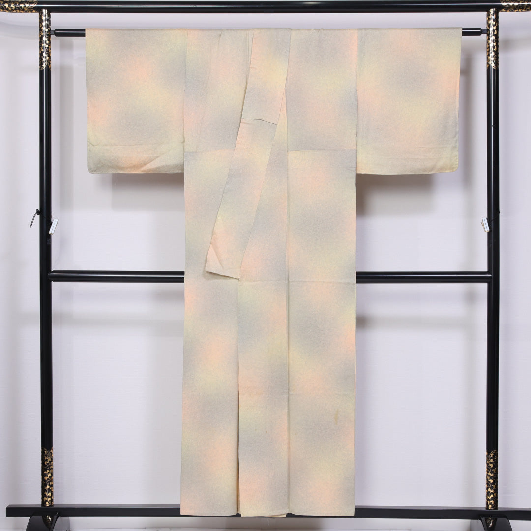 小紋 身丈152cm 裄丈62cm S 正絹 Bランク 袷 広衿 ぼかし 1215-11441