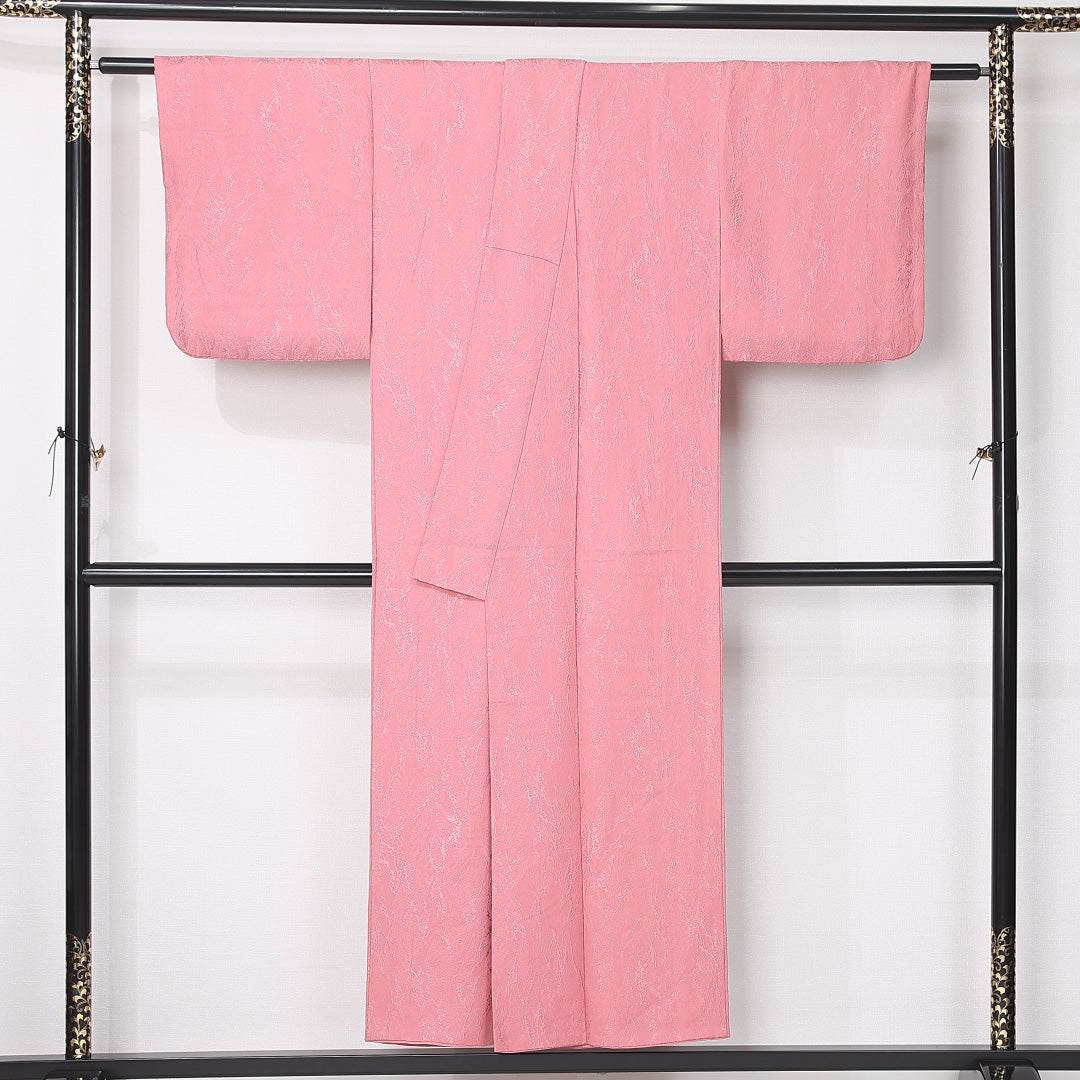 色無地 袷 身丈147cm 裄丈60cm 正絹 Sランク インフォーマル 広衿 XSサイズ 無地 ピンク系 RP 1219-12432