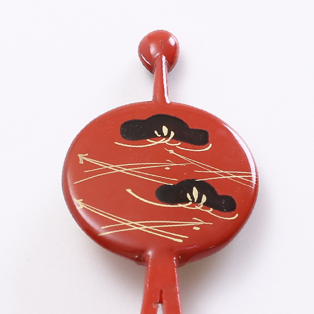 平打 髪飾り Sランク アクリル樹脂 白甲風 かんざし 蒔絵 松竹梅 赤系 1237-00370