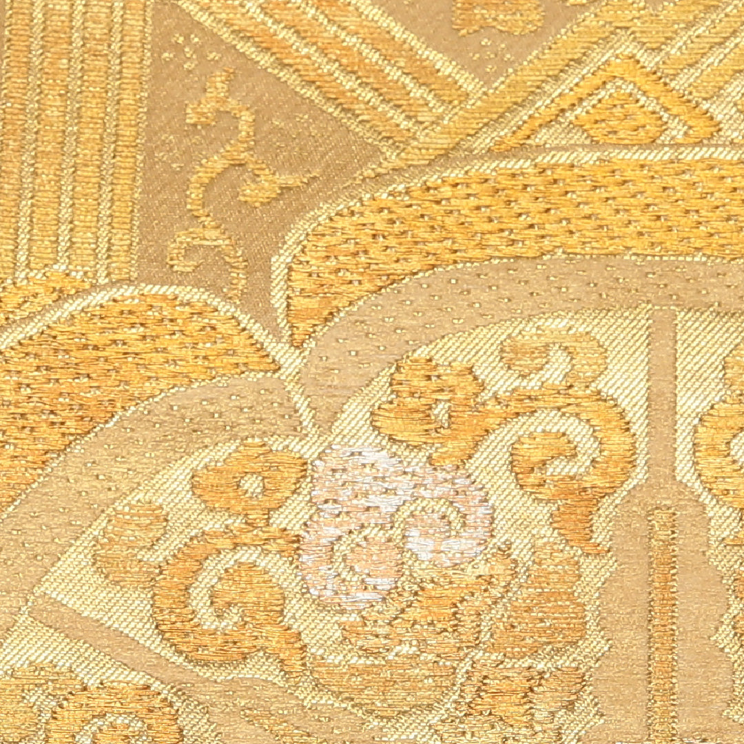 袋帯 帯丈434cm 正絹 六通 フォーマル 宝相華 花菱 落款 金系 1243-01268