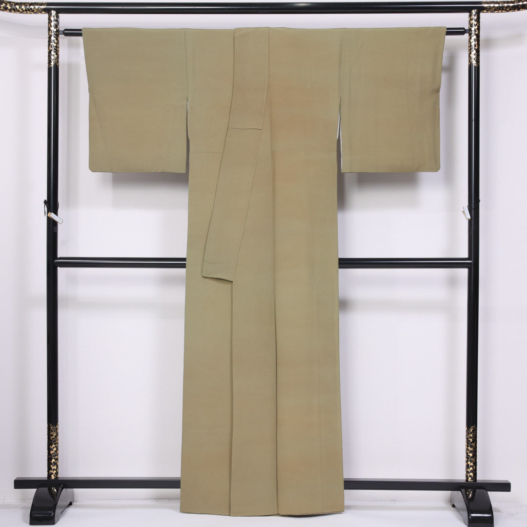 色無地 袷 身丈161cm 裄丈66cm 正絹 Bランク インフォーマル 広衿 Lサイズ 無地 茶系 RP 1219-11437