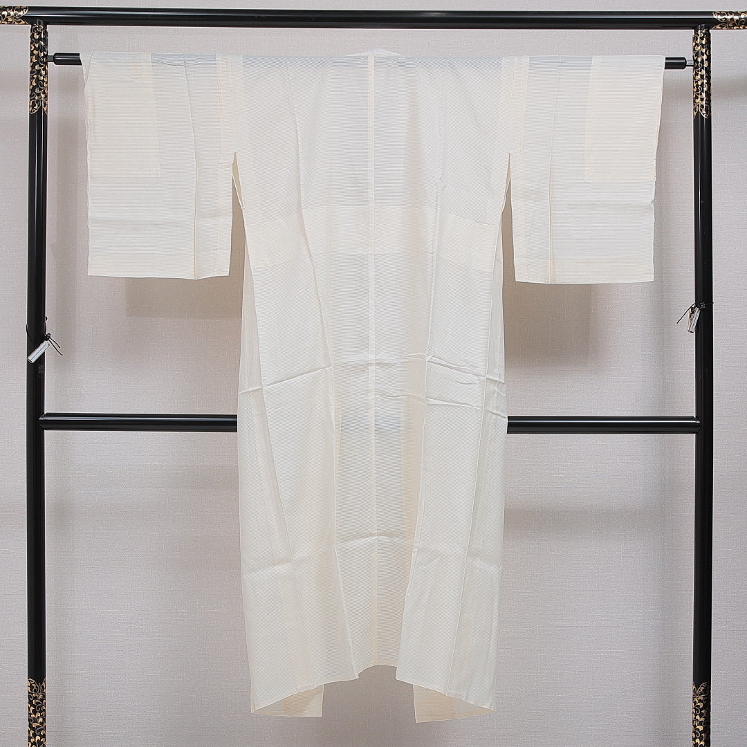 夏物 長襦袢 絽 身丈136cm 裄丈62cm 正絹 Cランク 2XLサイズ 無地 クリーム系 M4 1239-16521