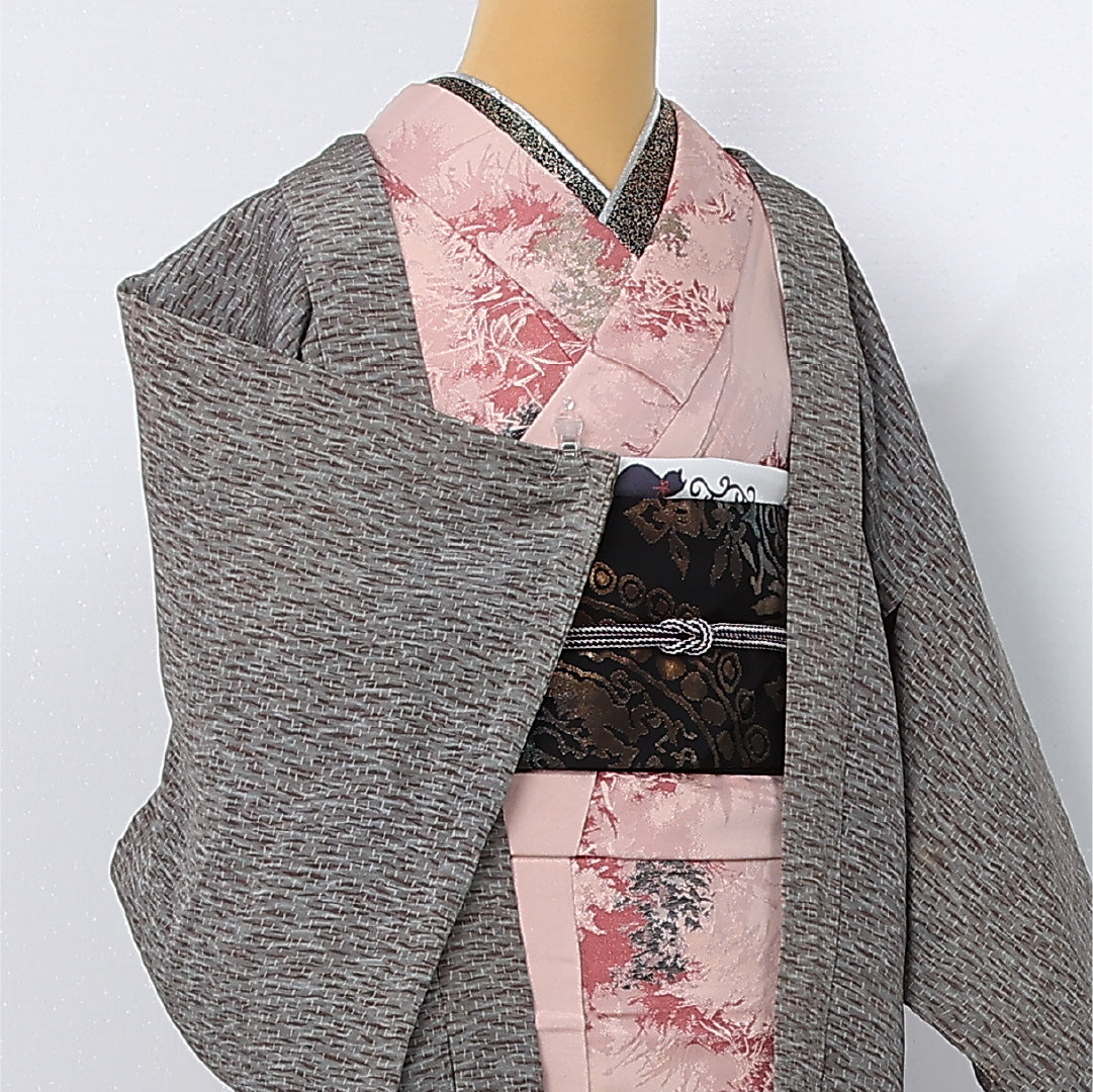 羽織 袷 身丈76cm 裄丈62cm 正絹 Cランク カジュアル Sサイズ 創作柄 グレー系 LP 1232-12596