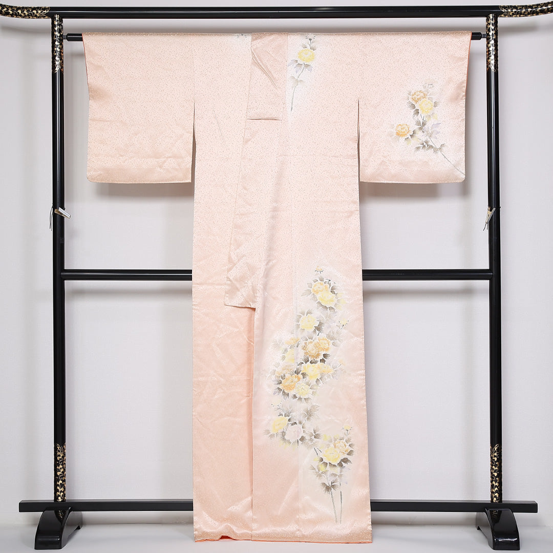 訪問着 袷 身丈167cm 裄68cm 正絹 ぼかし 牡丹 Sランク 1212-00801