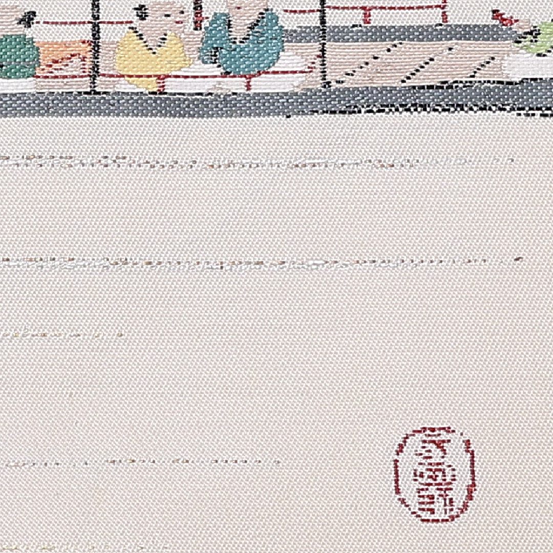 袋帯 龍村平蔵 帯丈436cm 全通 白舫 逸品 カジュアル 落款 白系 正絹 Bランク 1223-00973