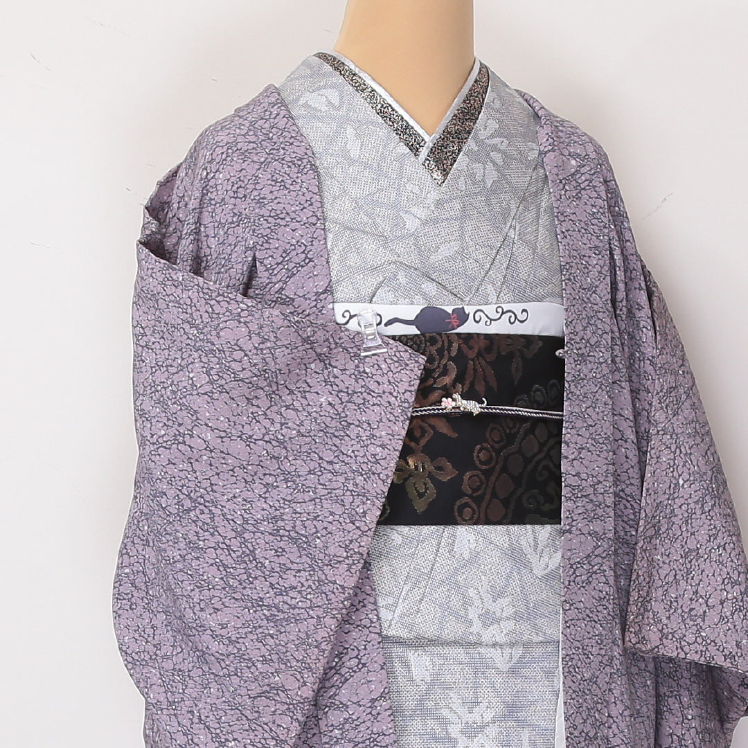 羽織 身丈81cm 裄丈62cm S 正絹 紫系 Aランク 1217-00784
