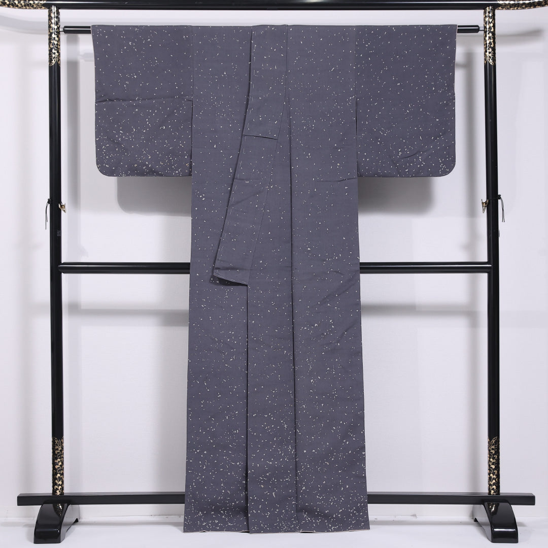 江戸小紋 (大小霰) 袷 身丈160cm 裄丈62cm 正絹 Cランク インフォーマル 広衿 Lサイズ グレー系 LP 1220-11847