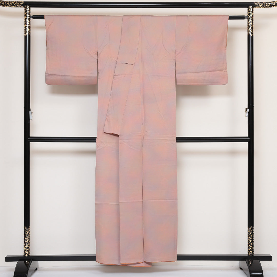 小紋 袷 身丈155cm 裄丈64cm 正絹 Aランク Mサイズ 広衿 一つ紋(蔦) セミフォーマル 無地 ぼかし染 グラデーション系 1215-01633