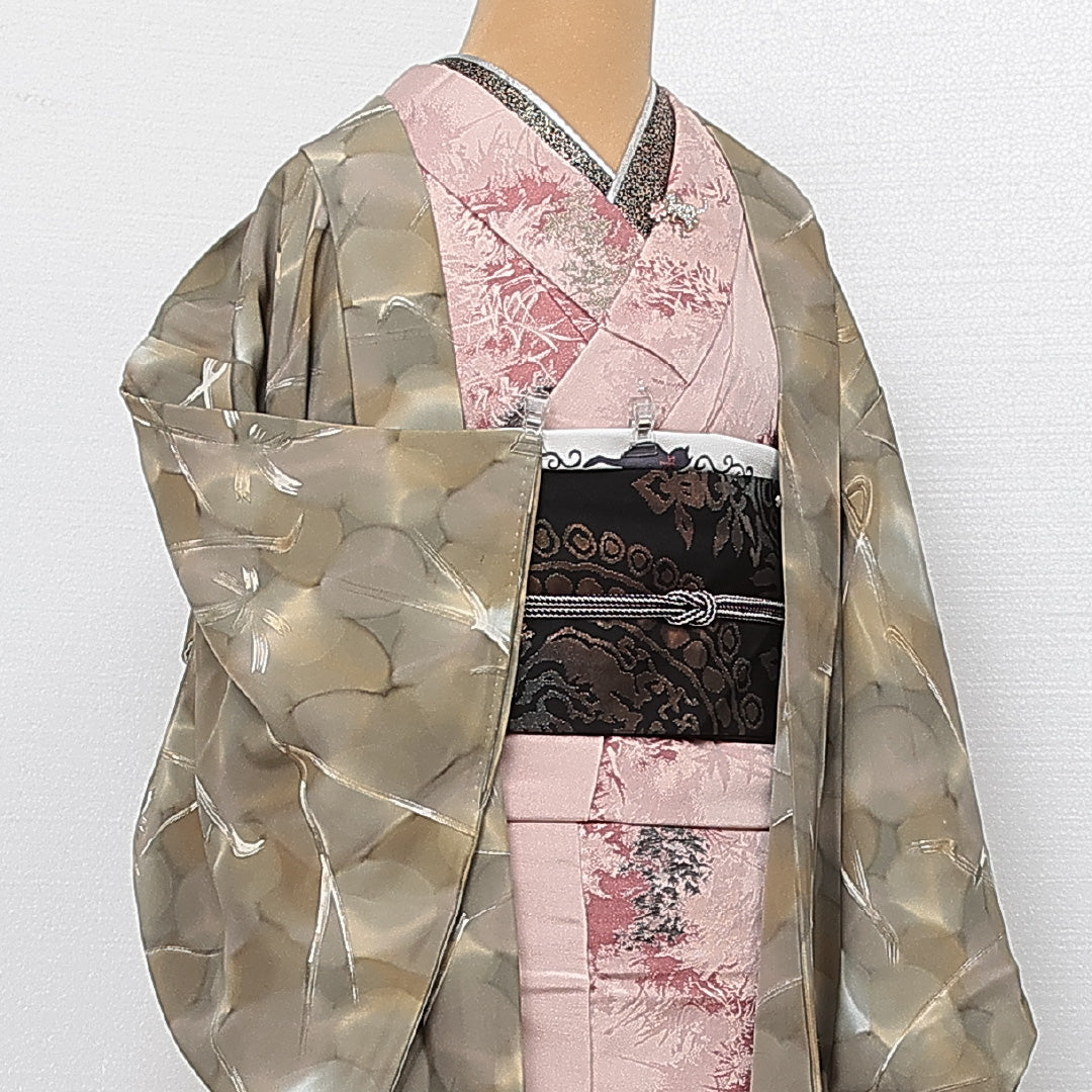 羽織 袷 身丈78cm 裄丈63cm 正絹 Cランク カジュアル Sサイズ 創作柄 緑系 HP 1232-13857