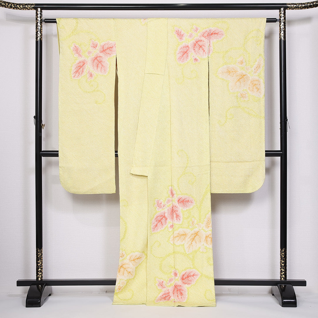 振袖 身丈171cm 裄丈64.5cm 袷 正絹 Aランク 広衿 総絞り 唐草 1213-F0369
