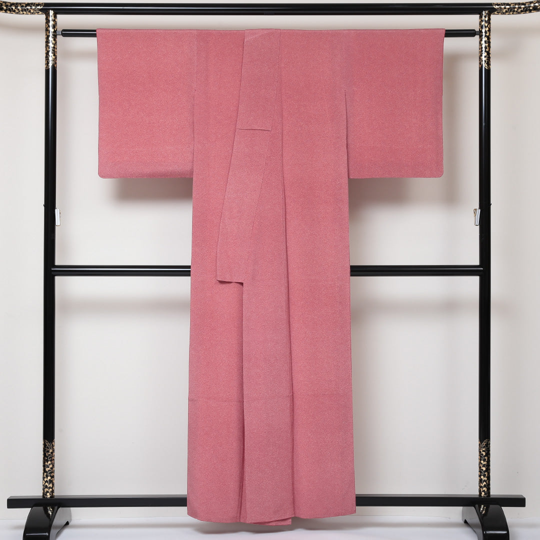 江戸小紋 (鮫) 袷 身丈156cm 裄丈62cm 正絹 Sランク インフォーマル 広衿 Mサイズ ピンク系 RP 1220-01594