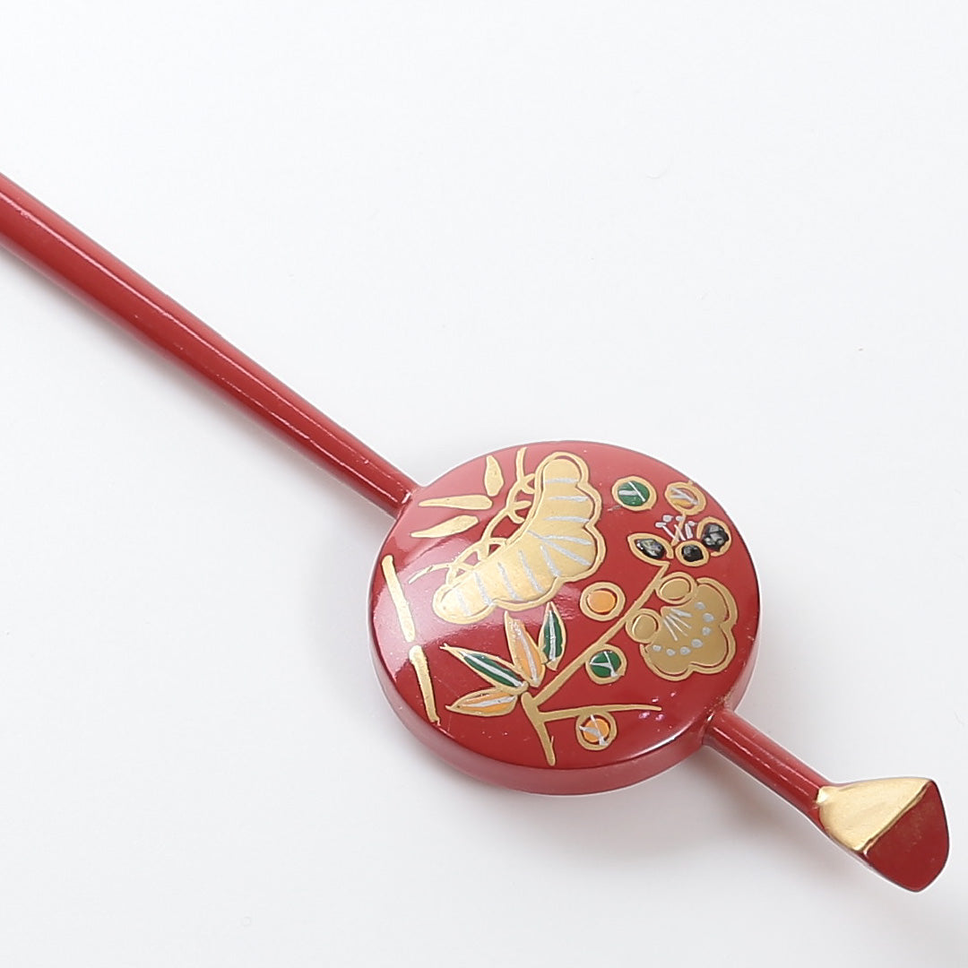 かんざし 和装小物 Sランク 木 木工 蒔絵 赤系 1221-00046