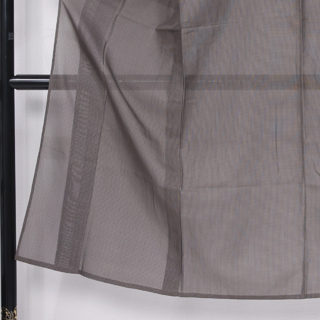 男着物 夏物 紗 身丈134cm 裄丈67cm 正絹 Sランク XSサイズ バチ衿 カジュアル 縞 クリーム系 茶系 1219-06290