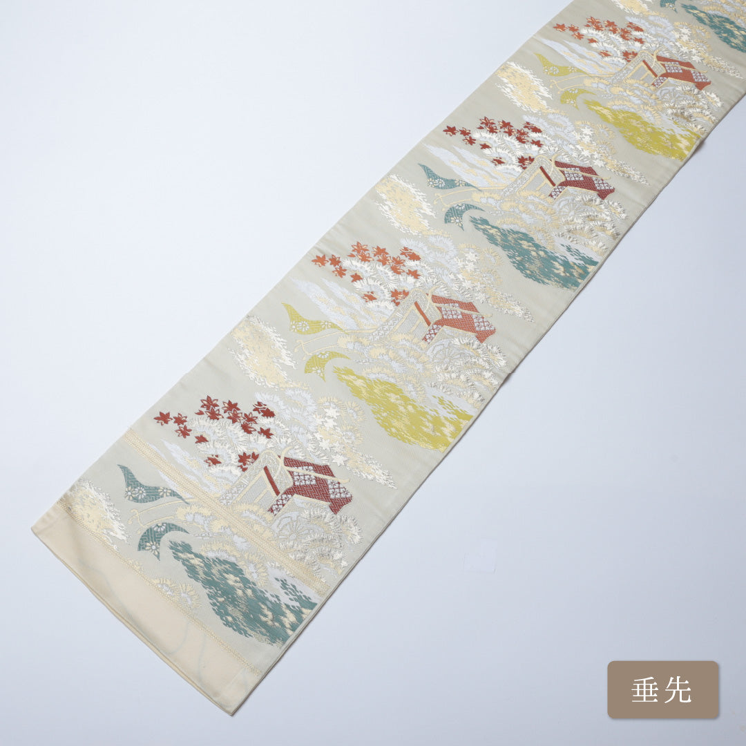 袋帯 帯丈400cm 六通 仕立て上がり フォーマル Aランク 茶屋辻 クリーム系 122300541315