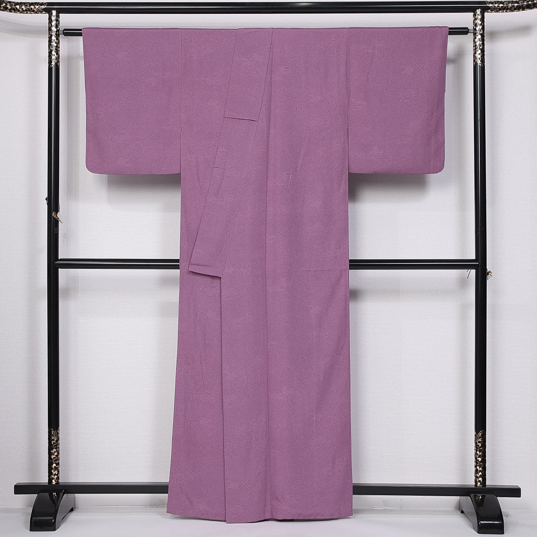 江戸小紋 身丈160cm 裄丈64.5cm L 正絹 Sランク 袷 広衿 寄せ柄 地紋あり 1262-10891