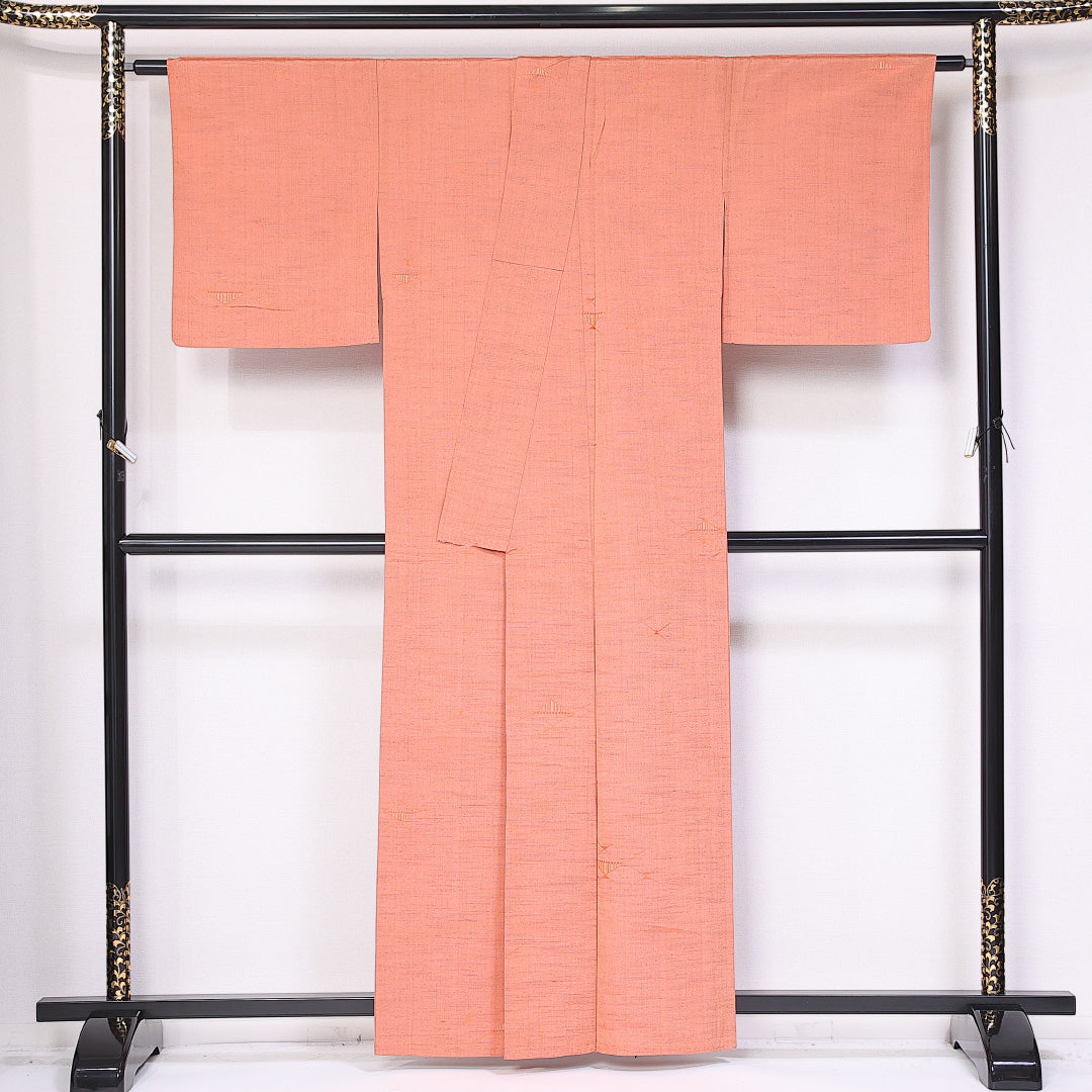 紬 身丈159cm 裄丈63.5cm M 正絹 Aランク 単衣 広衿 紬 創作 1216-10923