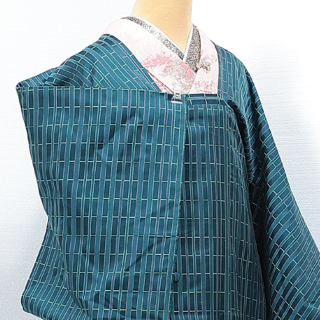 道行コート 単衣 身丈129cm 裄丈64cm 正絹 Sランク セミフォーマル Mサイズ 青系 RP 1237-13976