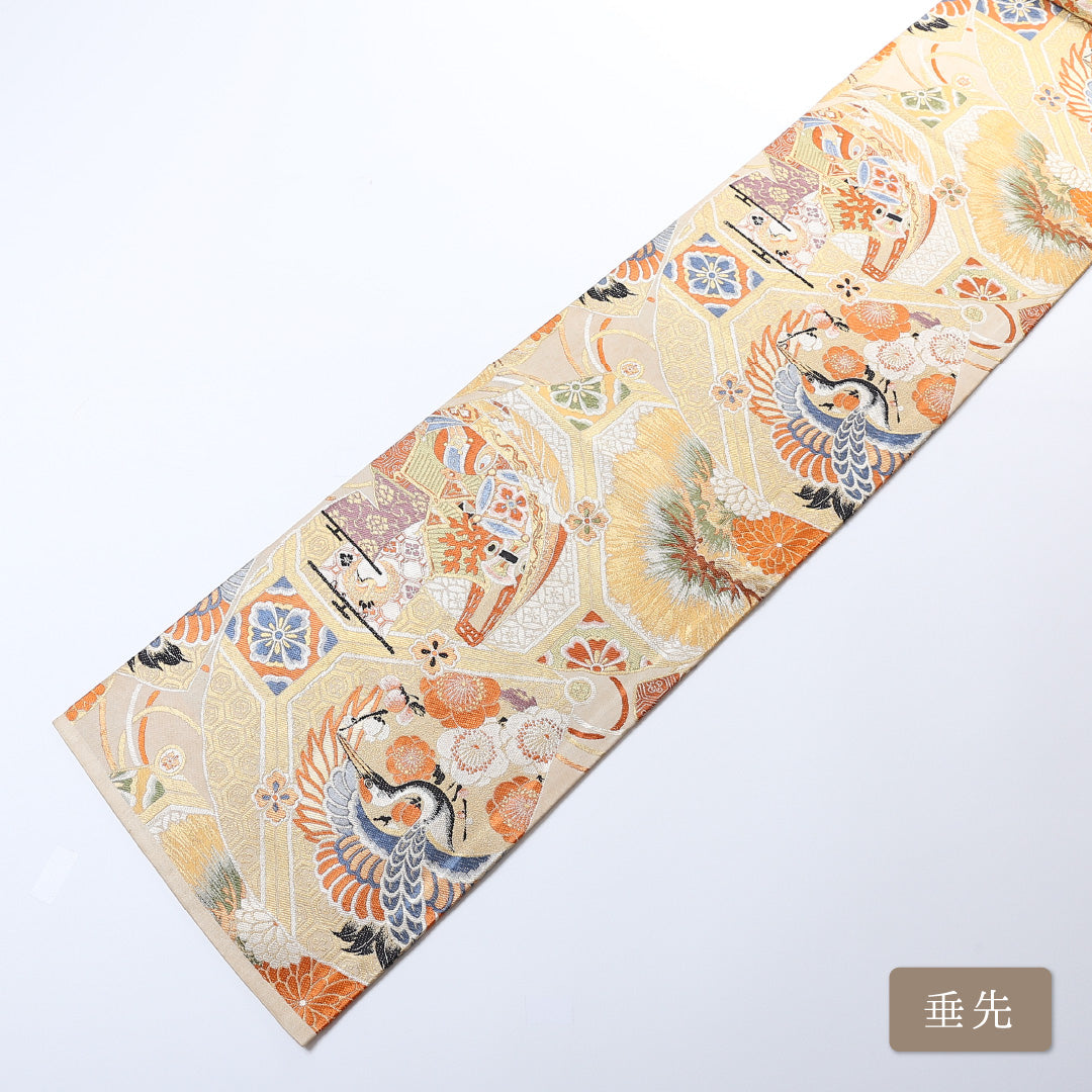 アンティーク 丸帯 帯丈406cm 全通 仕立て上がり フォーマル Cランク 宝船 金系 1223-00822-521 1223-00822