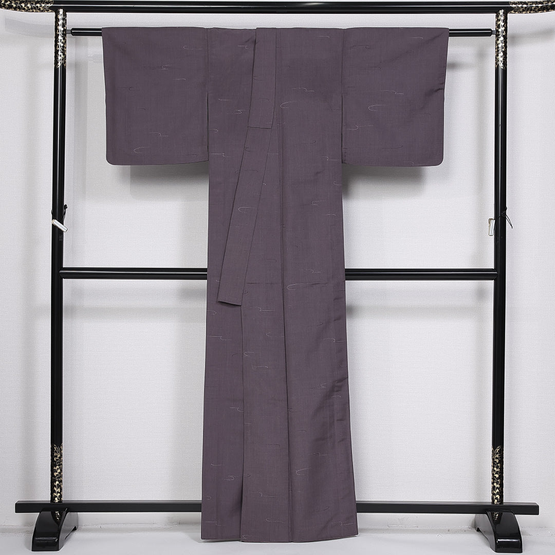 紬 胴抜き 身丈161cm 裄丈63cm 正絹 Bランク カジュアル バチ衿 Lサイズ 創作柄 紫系 HP 1223-10514