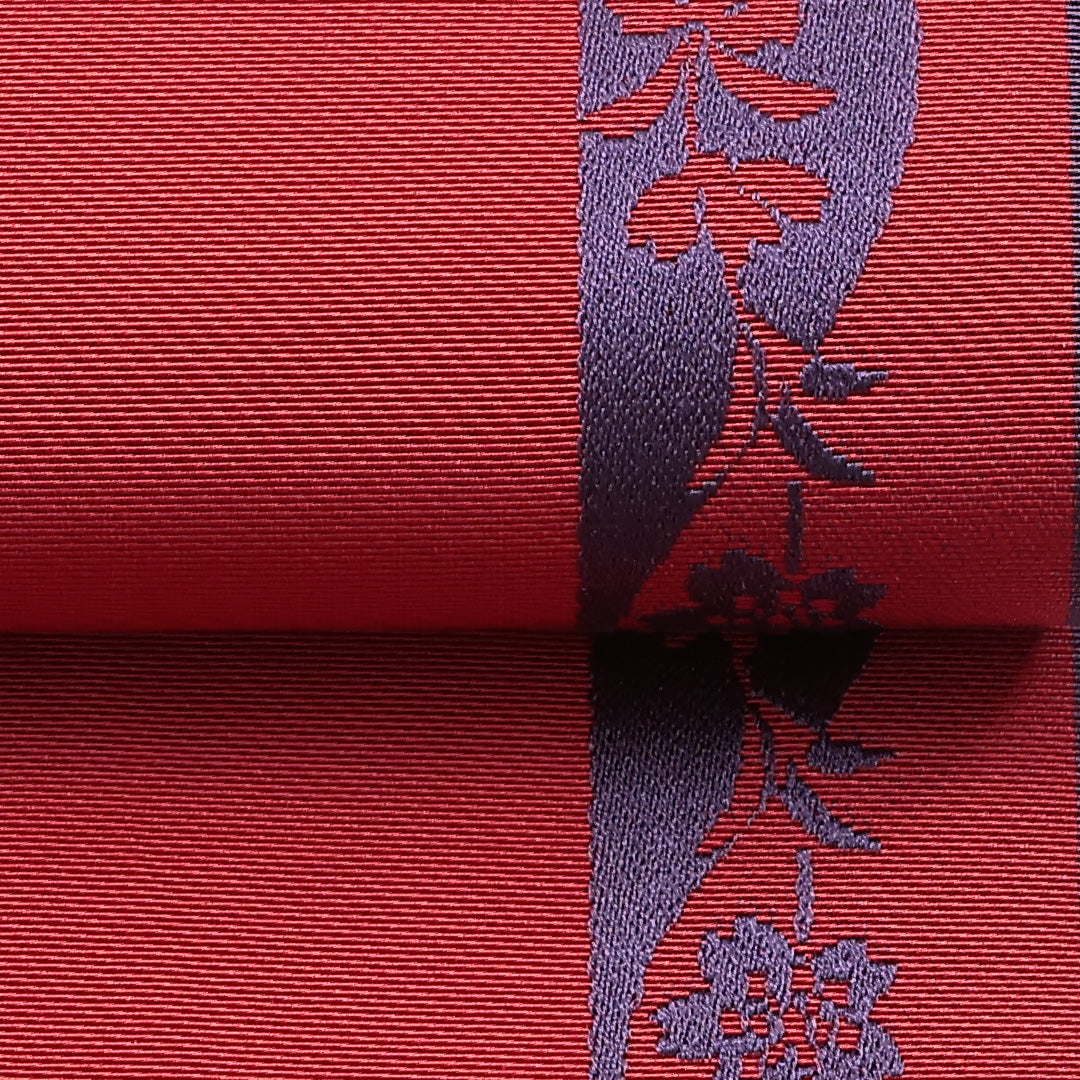 半幅帯 帯丈356cm 全通 小袋帯 花柄 正絹 赤系 Bランク 1225-000257