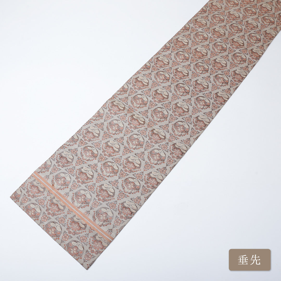 丸帯 帯丈380cm 全通 フォーマル ベージュ系 正絹 Sランク 1223-00615
