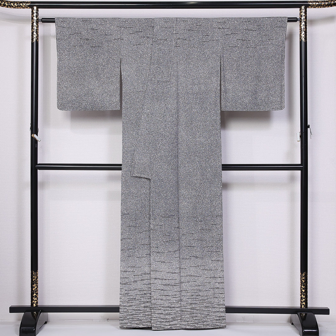 付下げ 袷 身丈161cm 裄丈65cm 正絹 Sランク インフォーマル 広衿 Lサイズ 川村久太郎 ぼかし染 作家物 落款 グレー系 RP 1218-10836