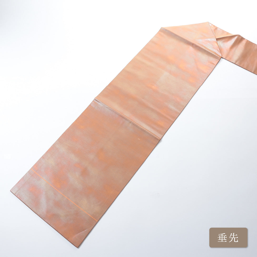 名古屋帯 帯丈350cm 全通 名古屋仕立て 正絹 無地 引箔 カジュアル Aランク 朱系 1224-00700-316 1224-00700