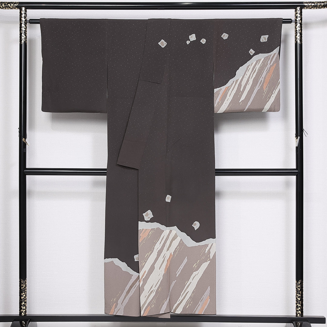 訪問着 身丈148cm 裄丈64cm 正絹 Sランク 袷 広衿 創作 金彩 1212-10367