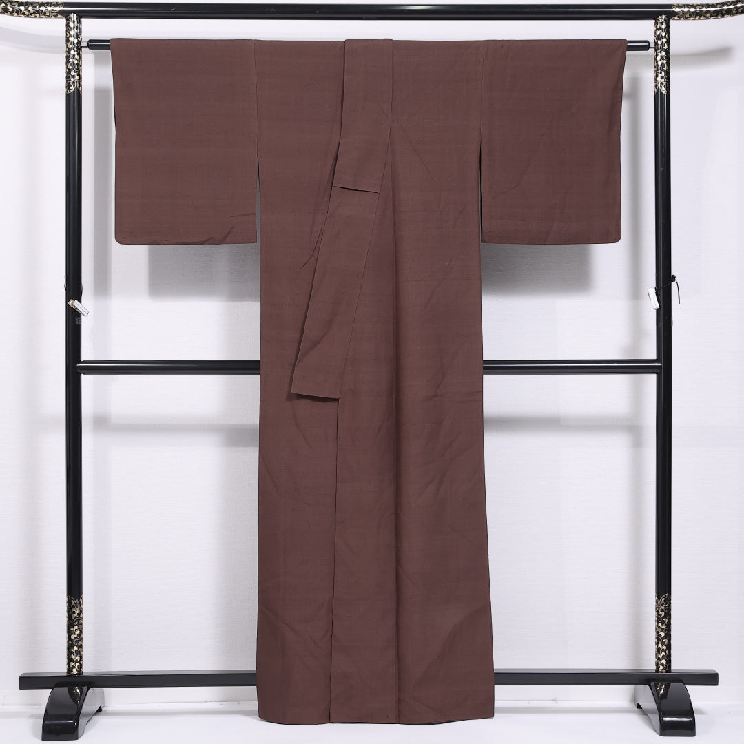 色無地 袷 身丈161cm 裄丈65cm 正絹 Sランク インフォーマル 広衿 Lサイズ 無地 茶系 RP 1219-11630
