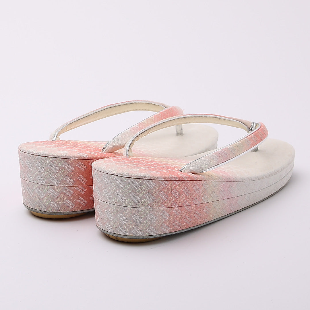 草履・バッグセット Aランク 礼装用 正絹 錦織 外箱付き FREE ピンク系 銀系 A-31 1241-00449