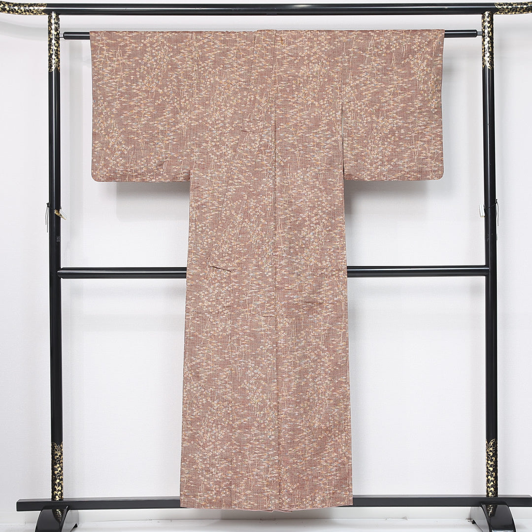 アンティーク 紬 身丈153cm 裄丈62.5cm Bランク S 正絹 袷 バチ衿 シック 創作 茶系 1216-11954