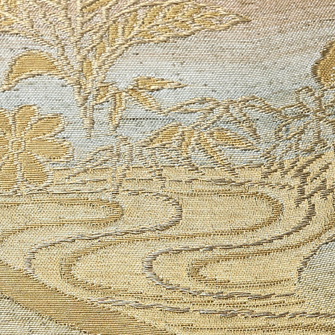 袋帯 帯丈428cm 正絹 六通 フォーマル 楼閣 山水 金系 1243-01622