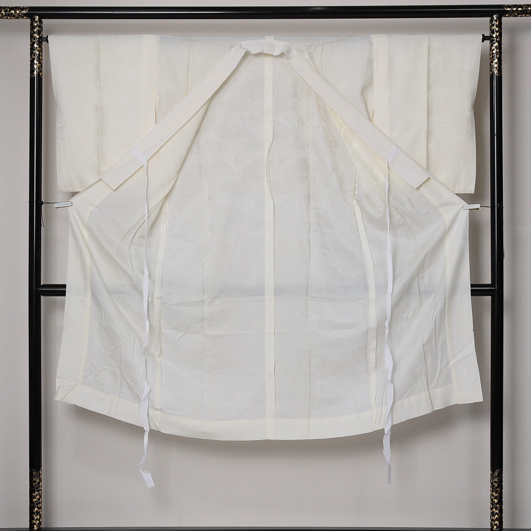 長襦袢 無双袖 身丈126cm 裄丈63cm 正絹 Aランク Mサイズ 吉祥文様 クリーム系 RP 1239-12686