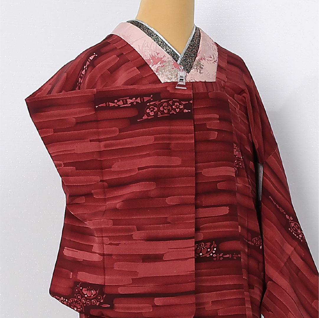 道行コート 袷 身丈83cm 裄丈65cm 正絹 Sランク セミフォーマル Mサイズ ポケットあり 古典柄 ピンク系 RP 1237-12607